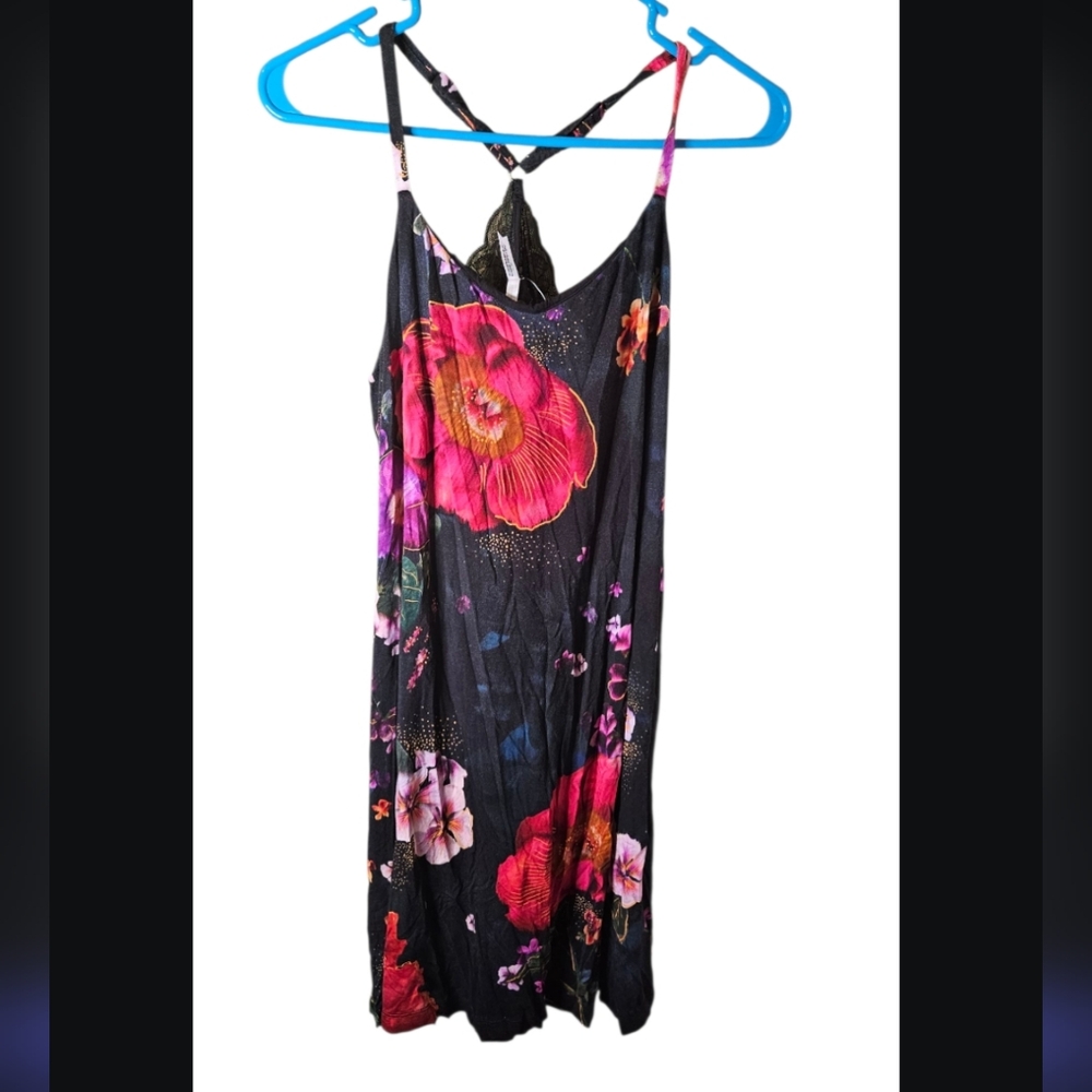 Soma Cool Nights Black Floral Nightgown